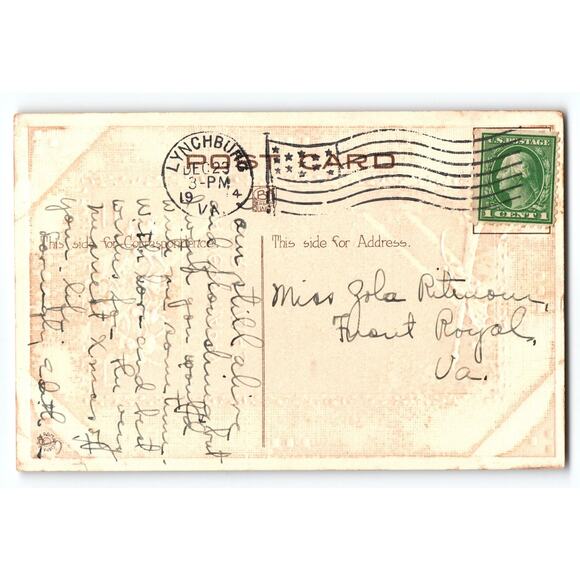 Vintage 1914 Christmas Postcard Children Dancing Round Tree Holiday - Picture 2 of 2